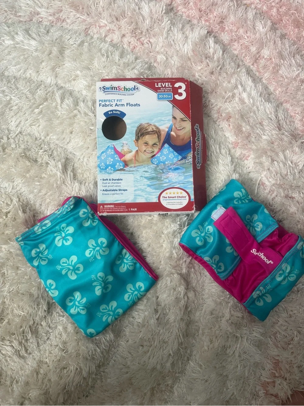 SwimSchool Level 3 Fabric Arm Floats - Turquoise & Pink